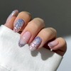 Mivoa Almond Press On Nails Medium, 24PCS Iridescent Mermaid Scale