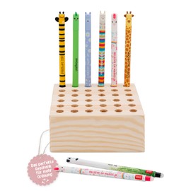 wunderwunsch Stiftehalter für Legami und co aus stabilem Holz, Stifthalter für Buntstifte Kinder Schreibtisch als Geschenk zur Einschulung und Grundschule (ohne Name, quadratisch)