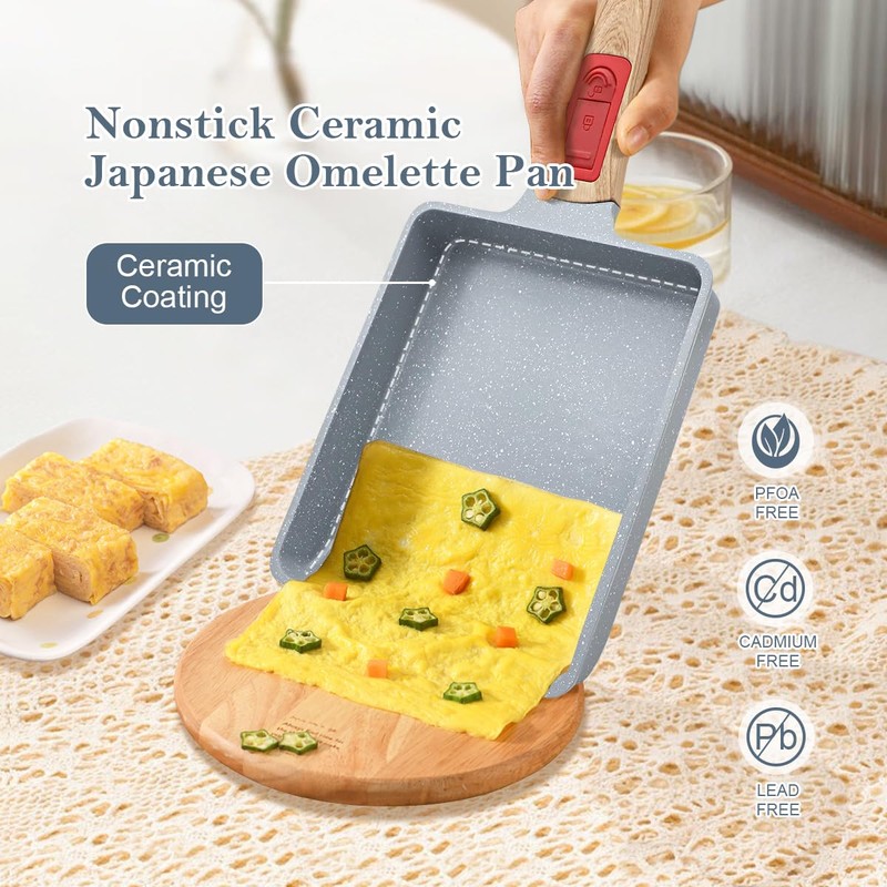 AIKENBBKK Ceramic Nonstick Tamagoyaki Pan, Japanese Omelette Pan omelette egg