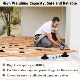 24 Pack Deck Support Pedestal, Deck Support Plastic Adjustable Pedestal Adjustable Height from 1-3/16“ to 2-3/8”, Adjustable Deck Support for WPC Floating Deck Platforms (Unilateral Keel Slot)