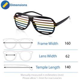 We Show Pride Black Rainbow Design Shutter Shades Fun Novelty Plastic Party Retro Fancy Dress Costume Prop Rave Club Eyewear Disco Adults 80's Sunglasses