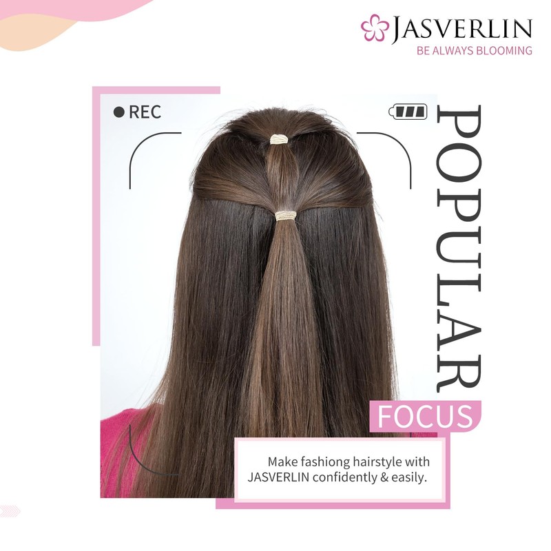 JASVERLIN Glitter Blonde Hair Scrunchie - Damage-Free Ponytail Holder for