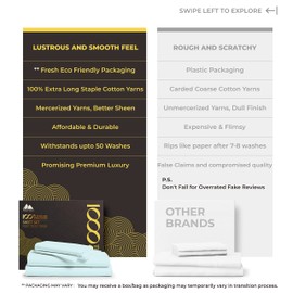 MAYFAIR LINEN 100% Egyptian Cotton Sheets Set Queen - 1000 High Thread Count, Luxury 5-Star Hotel 4 PC Sateen Bed Sheet Queen Size, Soft, Breathable Extra Long Staple 16" Deep Pocket Sheets - Sea Foam