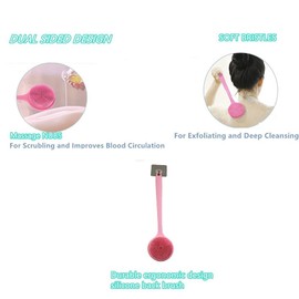 Cinlitek Silicone Body Scrubber, Long Handle Back Scrubber for Shower, Silicone Body Brush Shower Scrubber for Body, Shower Srush Back Brush Body Exfoliator