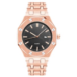 BARAMON Men's Watches, Royalty Stainless Steel Quartz Movement Date Male Clock Waterproof Luminous Hands Casual Business Wrist Watches for Men