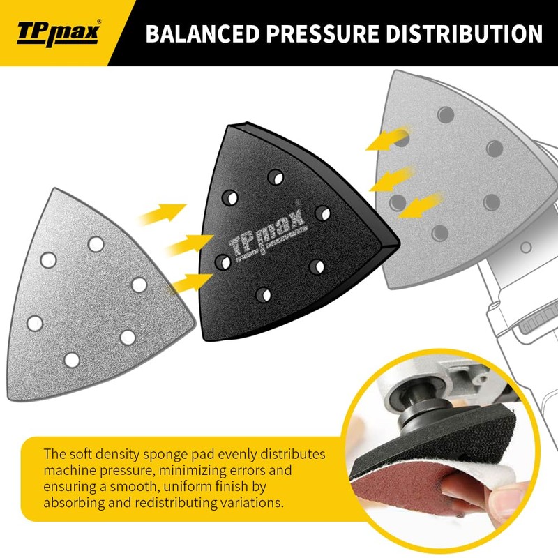 5 Pack 90 mm Triangle Sanding Interface Pads, Hook and