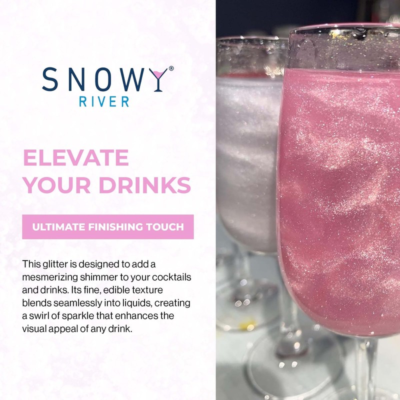 Snowy River Edible Cocktail Glitter -All Natural Edible Beverage Glitter