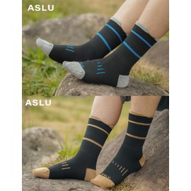 ASLU Men's Work Socks (6/12pairs Moisture Wicking Athletic Socks for Hiking Sports Running Available in M-XXL2321 (US, Alpha, X-Large, Regular, Regular, （Black4+Brown4） 8Pairs)