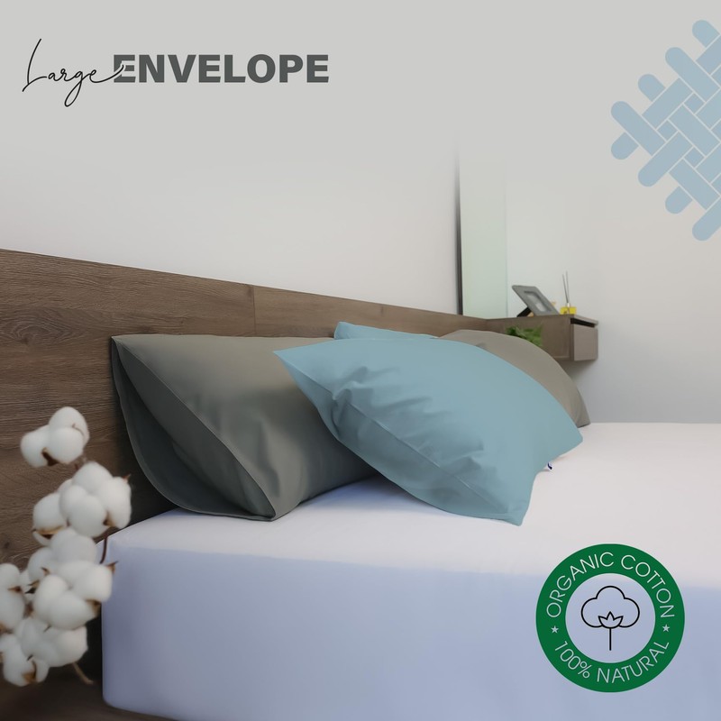Acrali Home Organic Percale Cotton Pillow Cases 2 Pack, 200