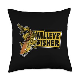 Best Walleye Fishing Gear Kit Gifts For Beginners Fisher Hooks Lures Zander Expert Walleye Fishing Throw Pillow, 18x18, Multicolor