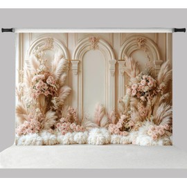 Kate 7x5ft Arched Wall Building Withered Reeds Backdrops for Photography Pink Rose Flowers Mother's Day Baby Shower Photographic Background