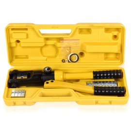 LCyindu 12T Hydraulic Crimping Tool 8AWG-250MCM Cable Crimping Tool 0.55 inch Stroke Hydraulic Lug Crimper Electrical Terminal Crimper with 8 Pairs of Die Sets, YQK-120