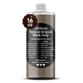 HERBOGANIC African Black Soap Liquid, Natural Liquid Soap From Ghana, Face & Body Wash Supports Moisturizing,Dry Skin, Scars and Dark Spots (16 fl oz)…