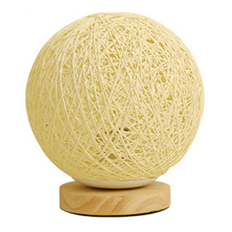 LED Bedside Table Lamp Dimmable 3W Creative USB Rattan Ball