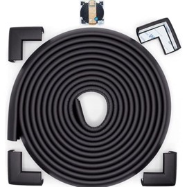 Roving Cove Slimfit Corner Edge Protector for Baby Proofing (Small 15ft Edge 4 Corners), Furniture Safety Bumper Guard, Soft NBR Rubber Foam, 3M Adhesive, Onyx Black