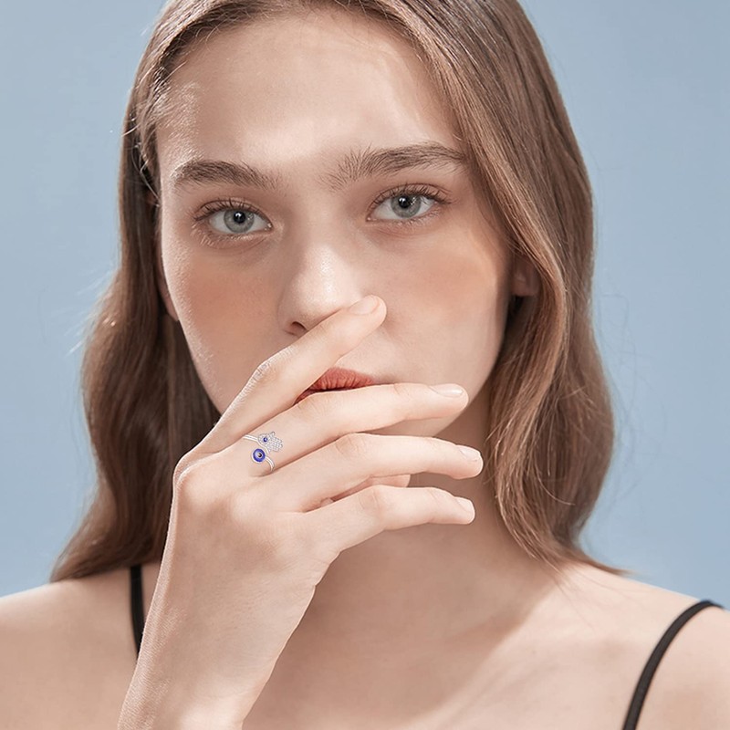 Palpitate Hamsa Evil Eye Rings Hamsa Hand of Fatima Ring