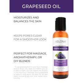 velona Grapeseed Oil 2 fl oz | 100% Pure and Natural Carrier Oil | Refined | Skin, Face, Body, Hair Care | Use Today - Enjoy Results