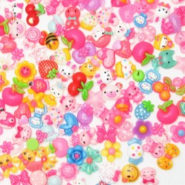 100pcs Mix Lots Flatback Resin Buttons Flat Back Scrapbooking Resin Flatback Craft (Mix Lots-100 pcs)