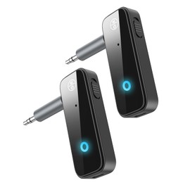 JXTZ 2 Pack Aux Bluetooth Adapter for Car, 2 in 1 Bluetooth Transmitter Receiver for Headphones Car Home Audio Speaker, Portable 3.5mm Wireless Audio Receiver, Hands-Free Call