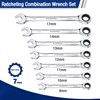 WORKPRO 7-Piece Ratcheting Combination Wrench Set, 72 Teeth, Cr-V Constructed,