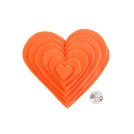 Playfully Ever After 1 to 6 inch Multi-Size Pack Stiff Felt Hearts 18pc (Orange)