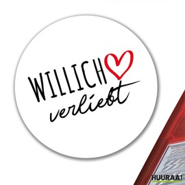 Huuraa Aufkleber Willich verliebt Geschenk 10cm Sticker Willich Geschenkidee