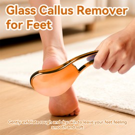 Glass Foot File, 2 in 1 Crystal Glass Callus Remover Foot Scrubber and Heel Scraper for Men, Women, Dead Skin Removal Pedicure Tool, Gold