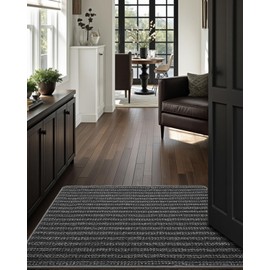 LUMI Door Mat, Non-Slip Indoor Outdoor Entrance, Fade Resistant Waterproof Doormat, Low Profile Easy Clean Entryway Mat, 23"x35", Grey Line