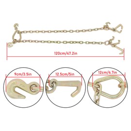 munirater 5/16in 3 FT 5400LBS Tow Chain Grade 70 V - Bridle Chain with RJT Cluster Hooks Replacement for Tow Truck Winch Cable Pull Wrecker Recovery Grab