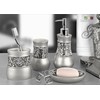 Crackled Glass Silver Bathroom Accessories Set - 6 Piece Bathroom