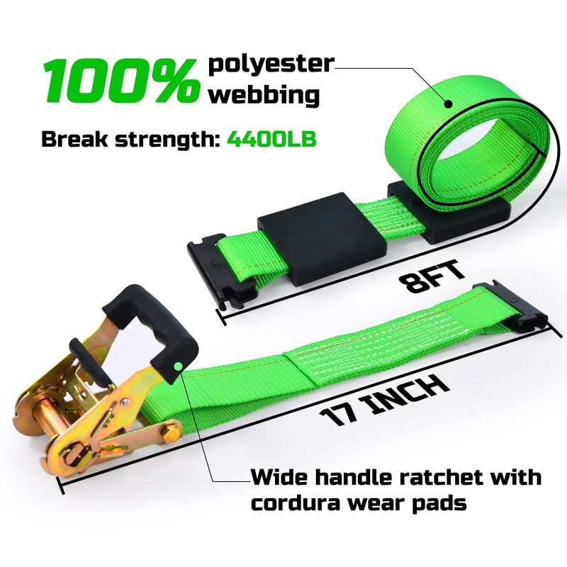 Trekassy Wheel Chock Tie-Down Kit with Rubber Blocks, (4,400lb Break