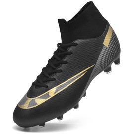 GOGOUP Football Boots Men's High Top Spikes Boys Football Shoes Outdoor Athletics Training Shoes Professional Sports Football Boots, 1 black