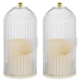 uxcell Makeup Brush Holder with Clear Lid, 2 Pcs 360 Rotating Makeup Brushes Organizer, Dustproof Cosmetic Storage Case for Vanity Desktop Bathroom, Cream