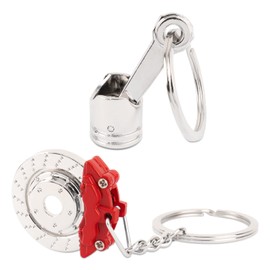 BETESSIN 2 x Key Fob Motorcycle & Motorcycle Helmet / Piston Car Keychain Pendant Decorative Shock Absorber Key Ring with O-Ring Motorcyclist Gift Idea DIY Car Decoration Accessories, Pistons with