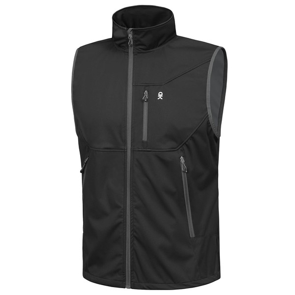 Little Donkey Andy Men's Lightweight Softshell Vest Windproof Sleeveless Jacket for Travel Hiking Running Golf Black XL