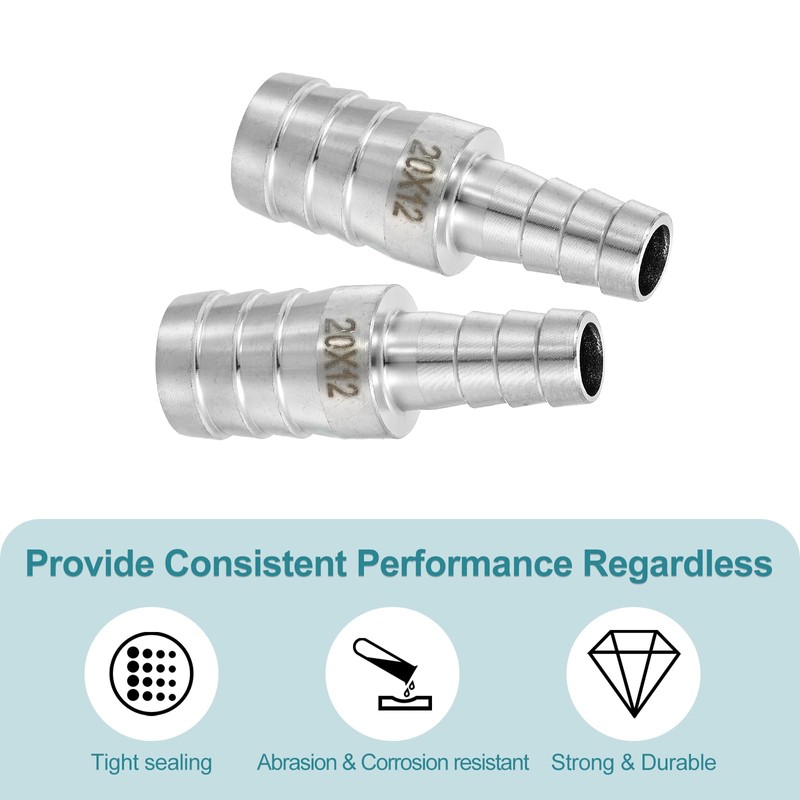 sourcing map 2Pcs 13/16" to 1/2" Hose Barb Reducer Pipe