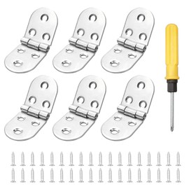 YEYIT 6 Pcs Folding Flip Top Hinge, Stainless Steel 270 Degree Folding Round Edge Backflap Hinge,Tray Backflap Hinges, Bonus with Screwdriver, for Cupboard Cabinet Closet Drawer