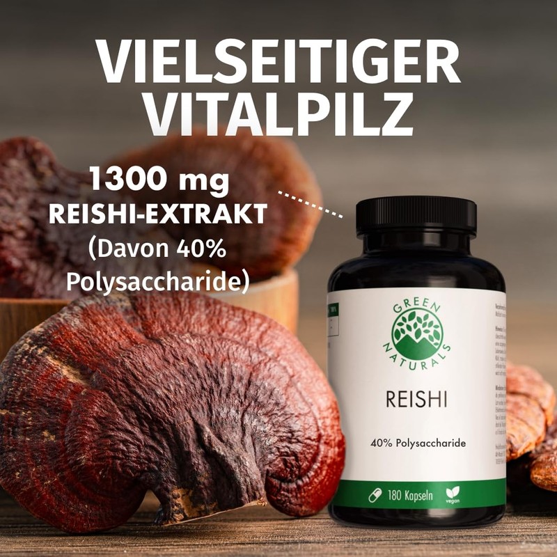 GREEN NATURALS Reishi Extract 40 (180 Capsules of 650 mg)