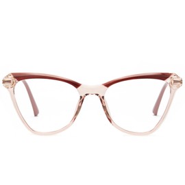 Cyxus Cat Eye Blue Light Blocking Glasses for Women Men Tr90 Frame Anti Eye Strain Computer Glasses 8189 Brown