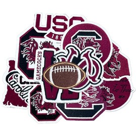 12PCS South Carolina Turkey Iron On Patches，Embroidered Applique Football for Jeans, T-Shirts, Hats, Backpacks & Sports Gear.