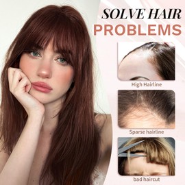 MONIXI clip in bangs, 100% real human hair, 3 safety clips French bangs natural and seamless fake bangs for women