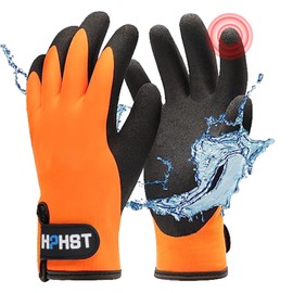 HPHST Work Gloves Winter Waterproof Thermal Warm Winter Gloves Assembly Gloves Grip Winter Work Gloves Work Double Layer Nylon Insulated Gloves (Orange, M)