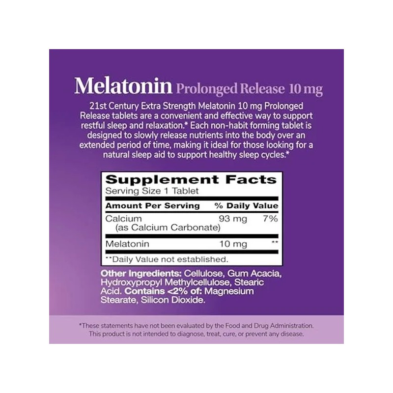 21st Century Melatonina 10 Mg Liberación Prolongada 120