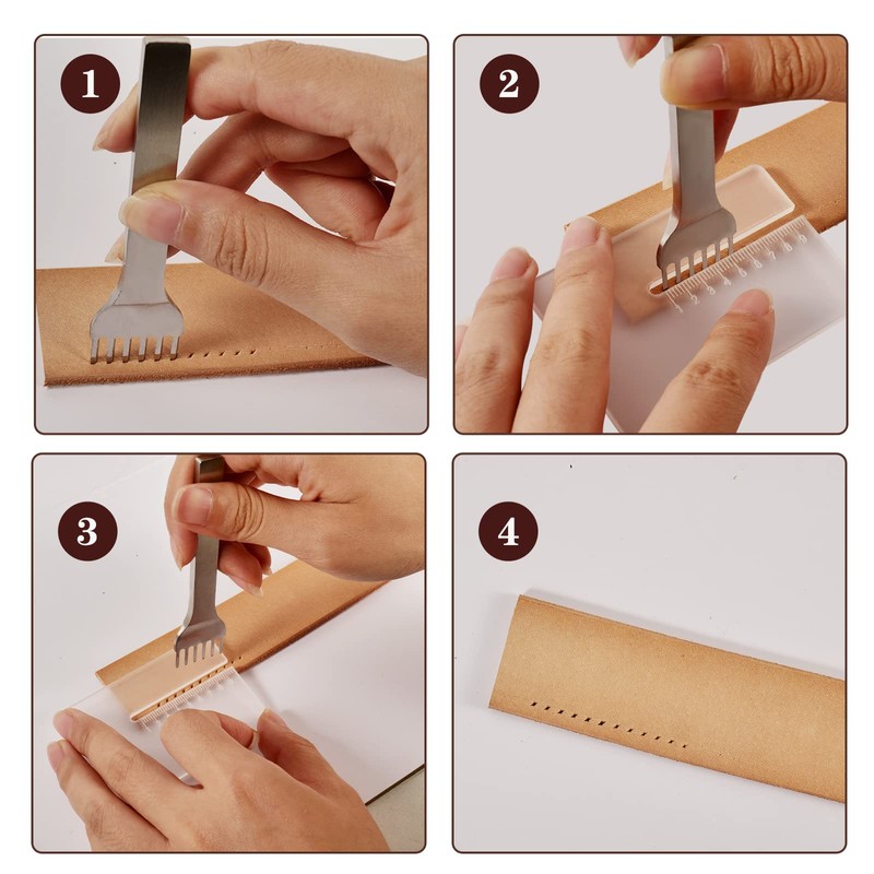 Esamero Leathercraft Punching Tools,Leather Stitching Aid Plate,Diamond Lacing Chisel Pricking