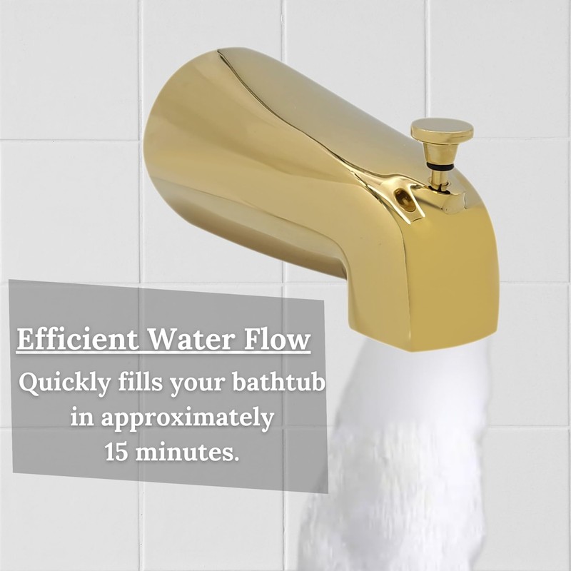 Westbrass Nose Diverter 5-1/2" Brass Tub Spout, Polished Brass, D311-01