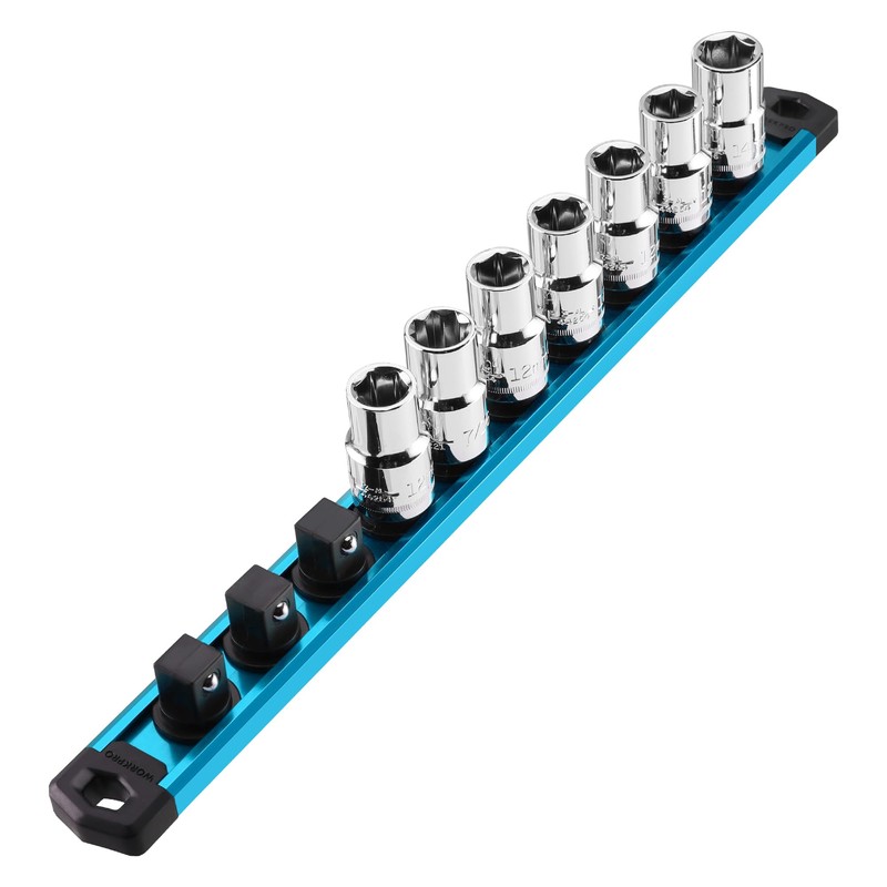 WORKPRO Magnetic Socket Organizer, Heavy Duty 1/2-Inch Drive Socket Rail