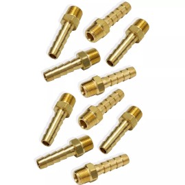 Unbranded 10 pc 1/4(6mm) Inch Hose Barb to 1/8 Inch Male Thread Fitting, Brass Connector