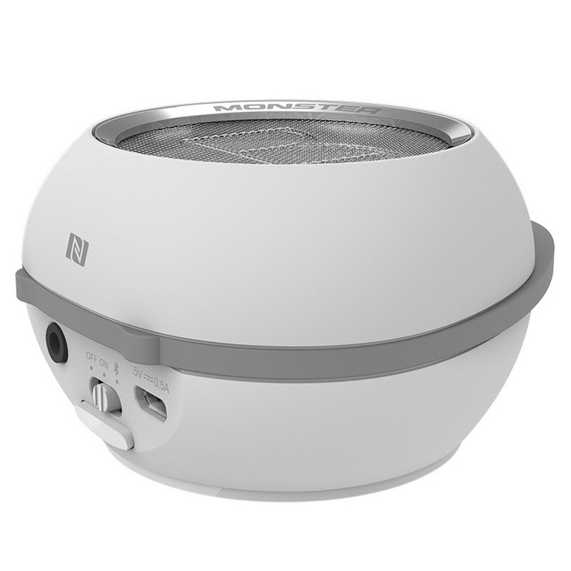 Monster Hotshot Portable Bluetooth Speaker with Carabiner, White/Chrome