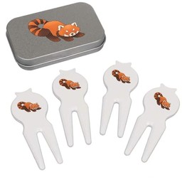 Azeeda 'Verspielter Roter Panda' Golf Divot Werkzeug Geschenkset (GO00066357)