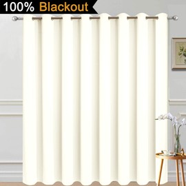 Yakamok 100% Blackout Patio Door Curtain Extra Wide Curtain Panels Sliding Glass Door Curtain Grommet Blackout Drapes, Thermal Curtain for Sliding Glass Door,Cream, W100 x L84, 1 Panel